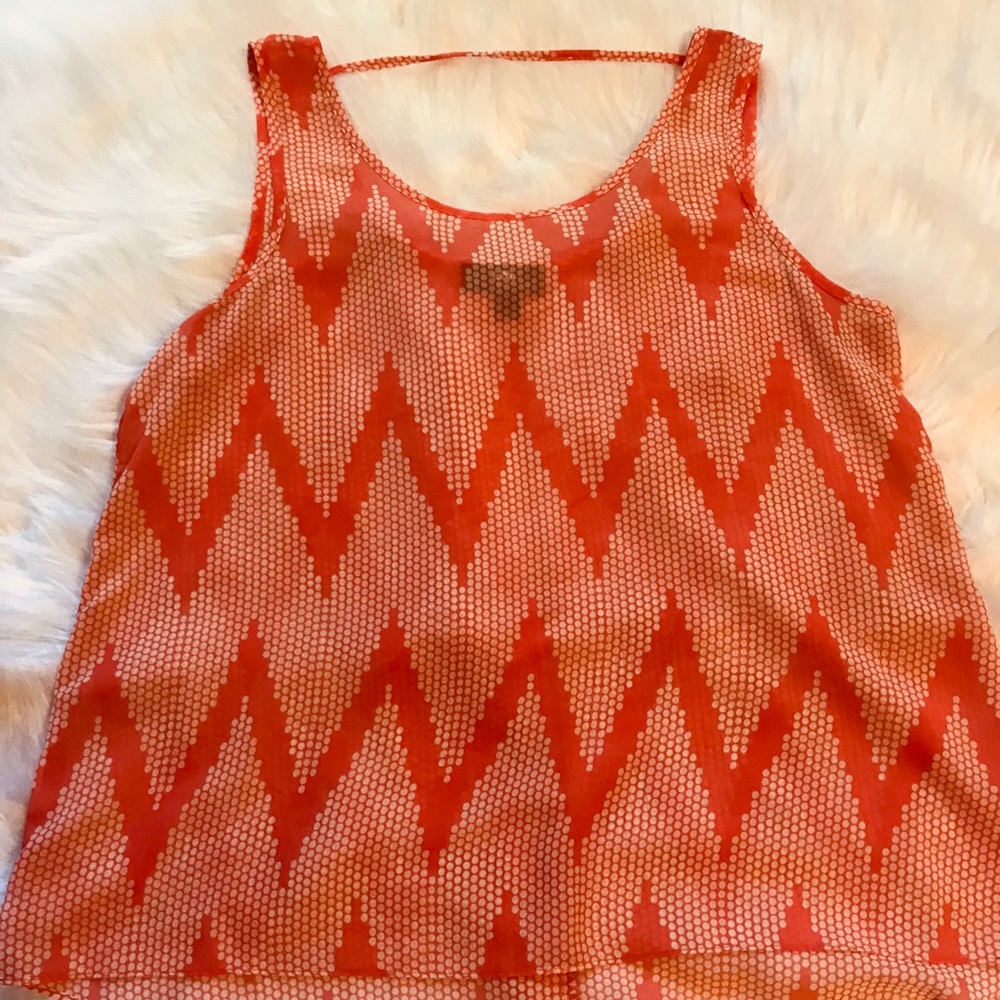 Sheer zig zag print top